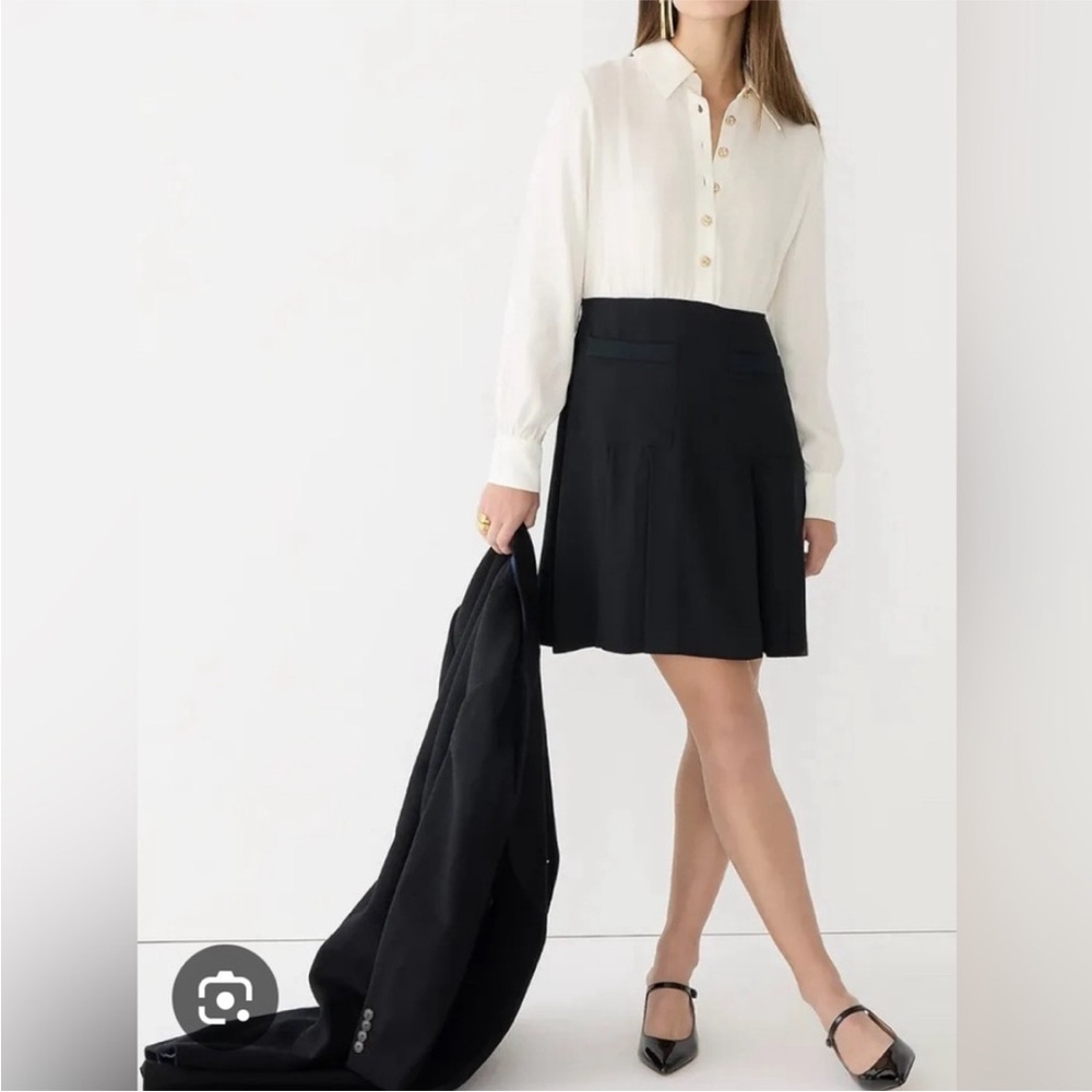 NWT J Crew “Crepe Shirt Dress” long sleeve 2-tone Size 8